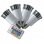 CLE 4x LED RGB System 5W E27 230V m. 1 Fernbedienung.