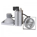 ANSORG Stromschienenleuchte alu grau inkl. 70W CDM-T + 90W 12V GY6.35 kompl. GEBRAUCHT