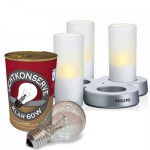 Philips IMAGEO LED Kerzen 3er Set weiss + 1x Lichtkonserve mit 60W Philips Gl�hlampe