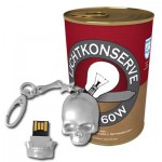 GADGET 4GB USB Stick Totenkopf silber + 1x Lichtkonserve mit 60W Philips Gl�hlampe