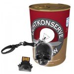 GADGET 8GB USB Stick Totenkopf schwarz + 1x Lichtkonserve mit 60W Philips Gl�hlampe