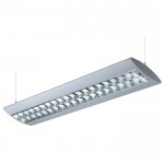 CLE Büro Office Hängeleuchte Meteor für 2x 28/54W 230V alu grau Rasterleuchte direkt indirekt